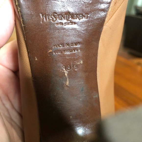 Yves Saint Laurent Brown Leather Heels w/ Strap - Picture 12 of 16
